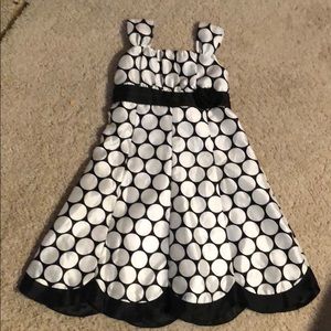 Girls Black & White polka dot party dress size 8